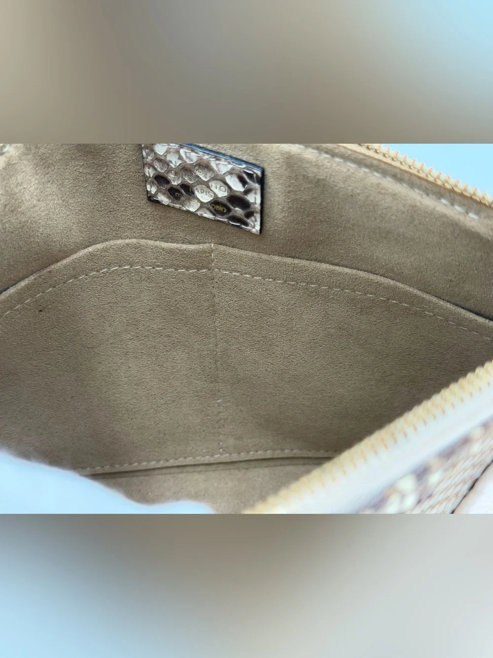 😍Louis Vuitton Exotics V Tote BB Cream Empriente Leather Two Way Bag with Python